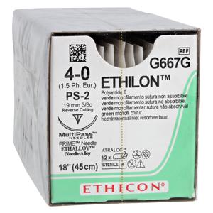 Ethilon Suture 4-0 18" Nylon Monofilament PS-2 Green 12/Bx