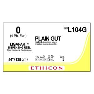 Ligapak Surgical Suture 0 54" Plain Gut Monofilament Yellowish Tan 12/Bx