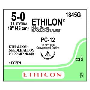 Ethilon Suture 5-0 18" Nylon Monofilament PC-12 Black 12/Bx