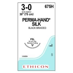 Perma-Hand Suture 3-0 1x30" Silk Braid FSL Black 36/Bx