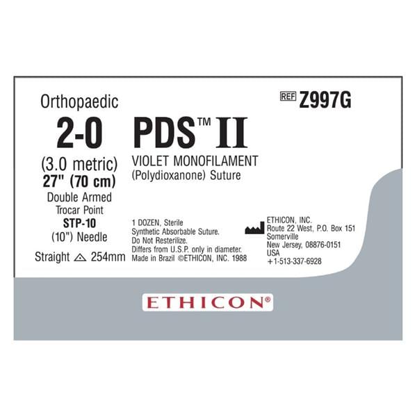 PDS II Suture 2-0 27" Polydioxanone Monofilament STP-10/STP-10 Violet 12/Bx