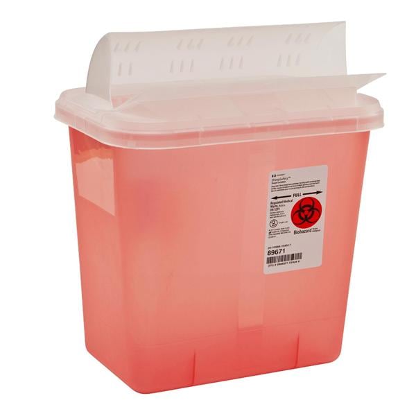 Sharps Container 2gal Trans Rd 7.25x10.5x12.75" Drop Ld Hrzntl Drp Plstc 2 Gal
