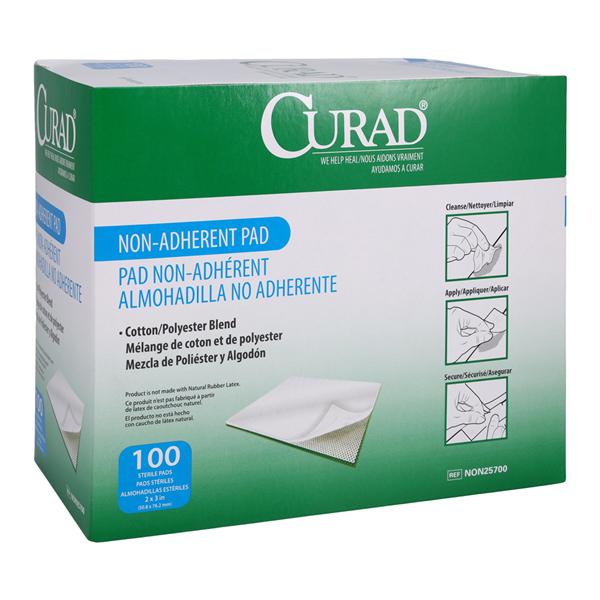 Curad Cotton/Polyester Dressing Pad 2x3" Sterile Non-Adherent Non-Adhesive LF