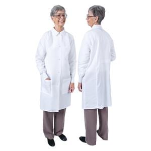 DenLine Protection Plus Lab Coat 3 Pkts Lng Tprd Slvs 39 in Large Wht Womens Ea