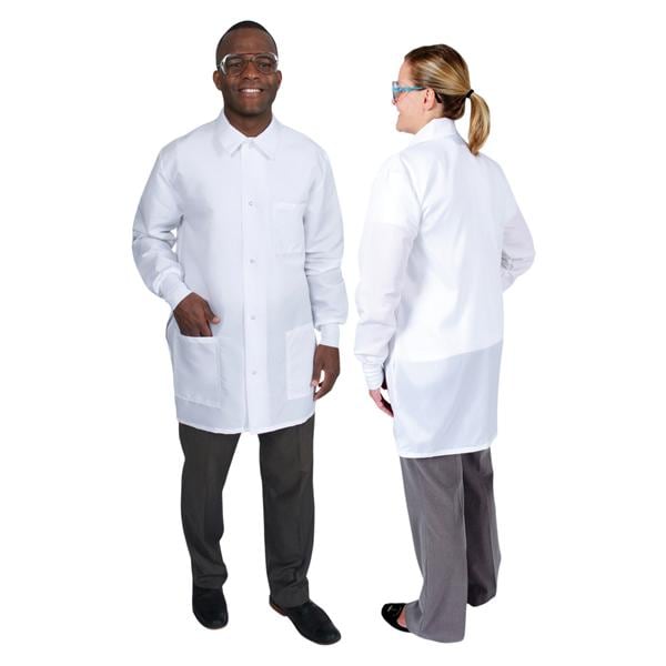 DenLine Protection Plus Mid-Length Jacket 3 Pkts Lng Tprd Slvs 34 in 2XL Wht Ea