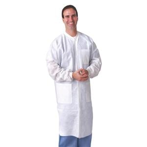 Protective Lab Coat Not AAMI Rated Nonwoven SMS Small White 30/Ca