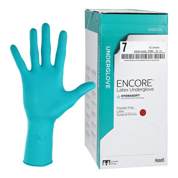 ENCORE Latex Underglove Surgical Gloves 7 Standard Green