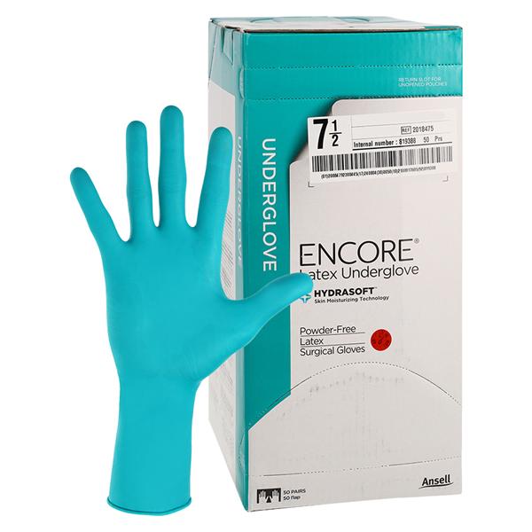 ENCORE Latex Underglove Surgical Gloves 7.5 Standard Green