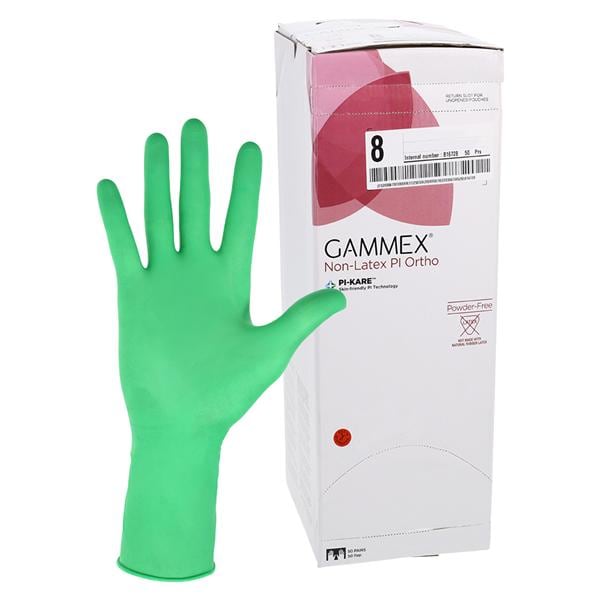 GAMMEX Non-Latex PI Ortho Polyisoprene Surgical Gloves 8 Light Green 50/BX