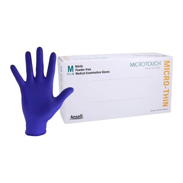 MICRO-TOUCH Micro-Thin Nitrile Exam Gloves Medium Blue Non-Sterile 300/Bx