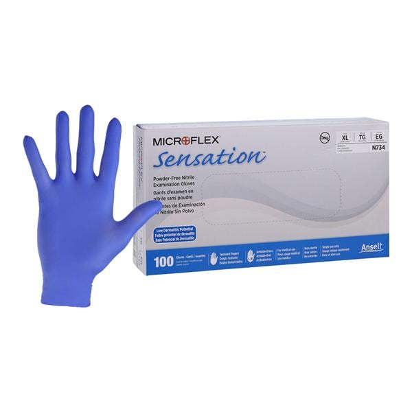 MICROFLEX Sensation Nitrile Exam Gloves X-Large Blue Non-Sterile 100/Bx