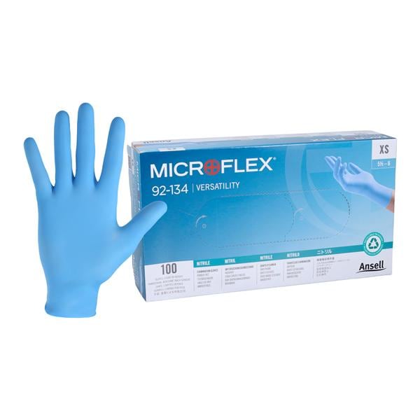 Microflex Nitrile Exam Gloves X-Small Light Blue Non-Sterile 100/Bx