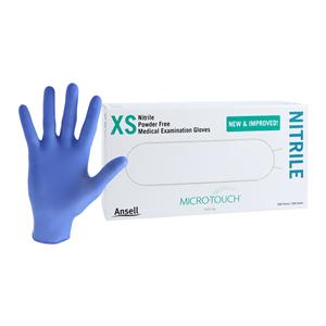 MICRO-TOUCH Nitrile Exam Gloves X-Small Blue Non-Sterile 200/Bx