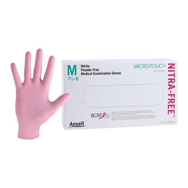 MICRO-TOUCH NitraFree Nitrile Exam Gloves Medium Pink Non-Sterile 100/Bx