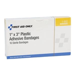 First Aid Only Adhesive Bandage Plastic 1x3" Flesh Sterile 16/Bx