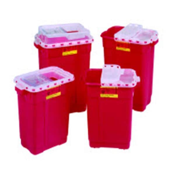Sharps Container 9gal Red/Clear 11-3/4x17-3/4x18-1/2" Ld Plstc Ea
