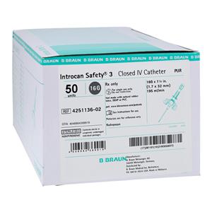 Catheter Cannula Safety 16 Gauge 1.25" 50/Bx