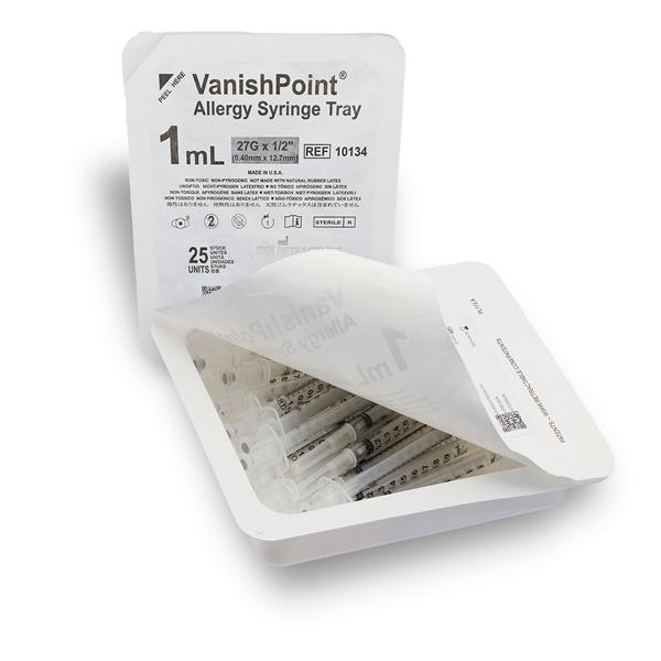 VanishPoint Allergy Syringe 27gx1/2" 1cc Rtrctbl Fx Ndl Sfty No Dead Spc 40/Ca