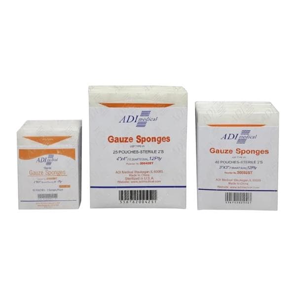 100% Cotton Gauze Sponge 4x4" 12 Ply Sterile Woven