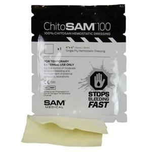 SAM Hemostatic Bleeding Control Dressing 4"x4" 1 Ply