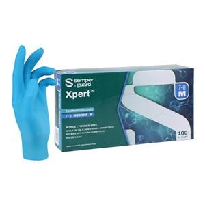 Xpert Nitrile Exam Gloves Medium Blue Non-Sterile 100/Bx, 10 BX/CA