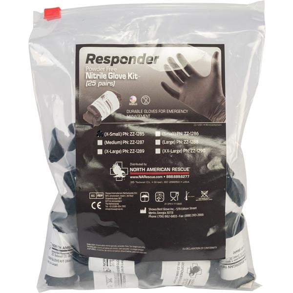 Nitrile First Responder Gloves Small Black Non-Sterile 25/Pk