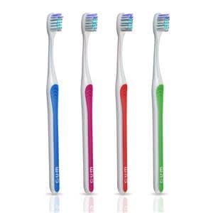 GUM Toothbrush Adult 23 Tuft Soft Subcompact 4 Assorted Colors 12/Pk