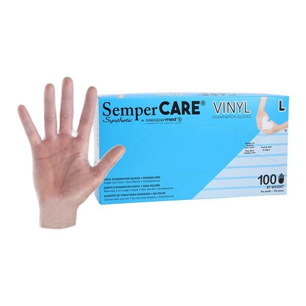 SemperCare Stretch Vinyl Exam Gloves Large Cream Non-Sterile