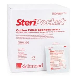 Steripocket Cotton Filled Gauze Sponge 2x2" 4 Ply Sterile