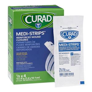 Curad Medi-Strip Wound Closure Strip 1/2x4" Porous White 50x6/Bx