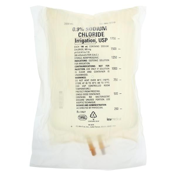 Irrigation Solution Sodium Chloride 0.9% 2000mL Flexible Bag Container Ea