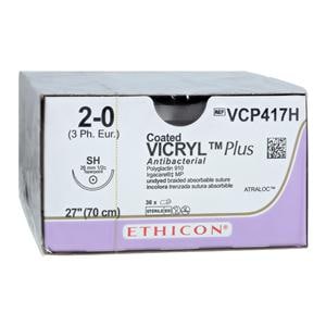 Vicryl Plus Suture 2-0 27" Triclosan/Polyglactin 910 Braid SH Undyed 36/Bx