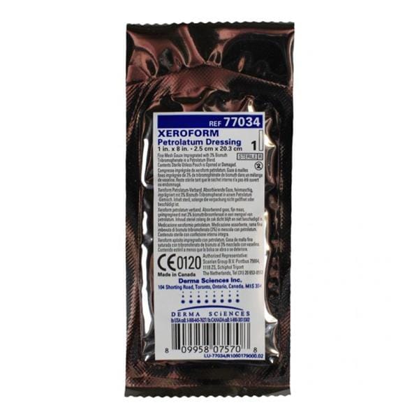 Xeroform Petrolatum Gauze Dressing 1x8" Sterile White LF