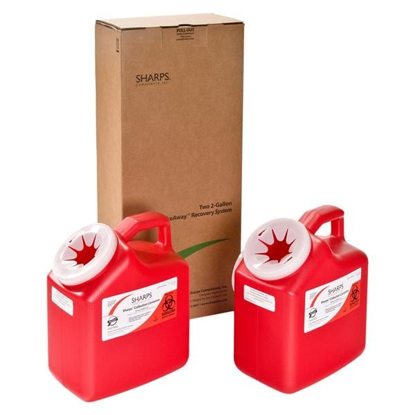 TakeAway Recovery Mailer System 2gal Red 9x6x11" Flat Hinge Lid Plastic 2/Bx, 6 BX/CA