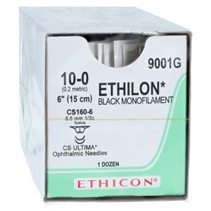 Ethilon Suture 10-0 6" Nylon Monofilament CS160-6/CS160-6 Black 12/Bx
