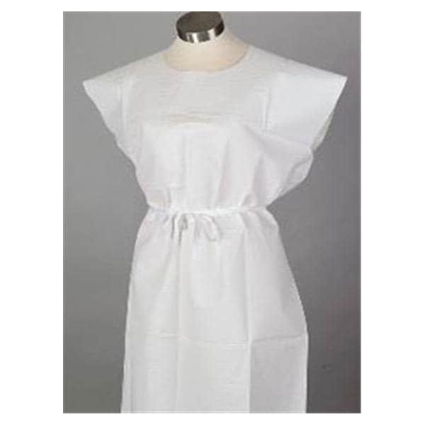Patient Gown 30x42 Wht Medium / Large Tissue / Poly / Tissue Disposable 50/Ca