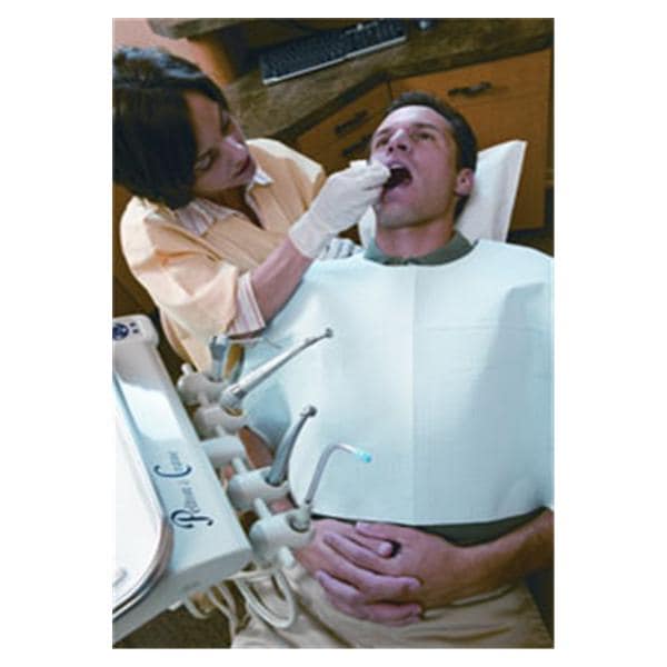Patient Bib 1 Ply Tissue / Poly 18 in x 30 in White Disposable 150/ca