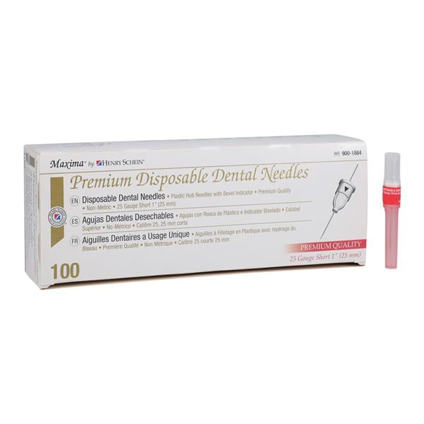 HSI Premium Needle Plastic Hub 25 Gauge Short Red 100/Bx, 10 BX/CA