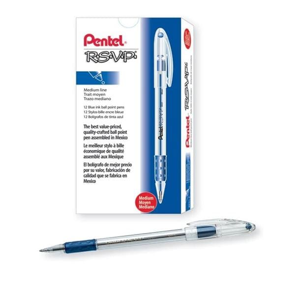R.S.V.P. Ballpoint Pens Medium Point 1.0 mm Blue 12/Pk