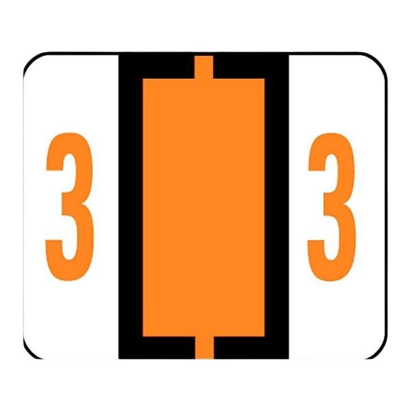 Bar-Style Permanent Numerical Labels "3" Dark Orange 500/Pk