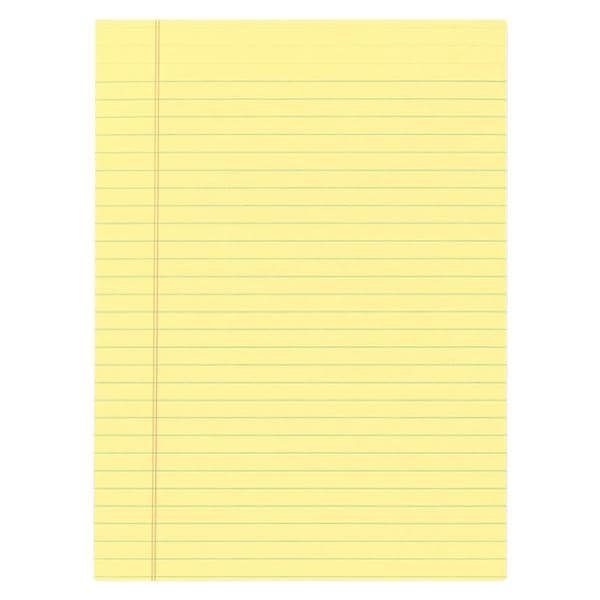 Writing Pad 8.5 in x 11 in Legal Ruled 50 Sheets Canary 12/Pack 12/Pk