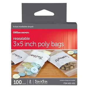 Reclosable Bags With Write-On Panel 3 in x 5 in 100/Bg