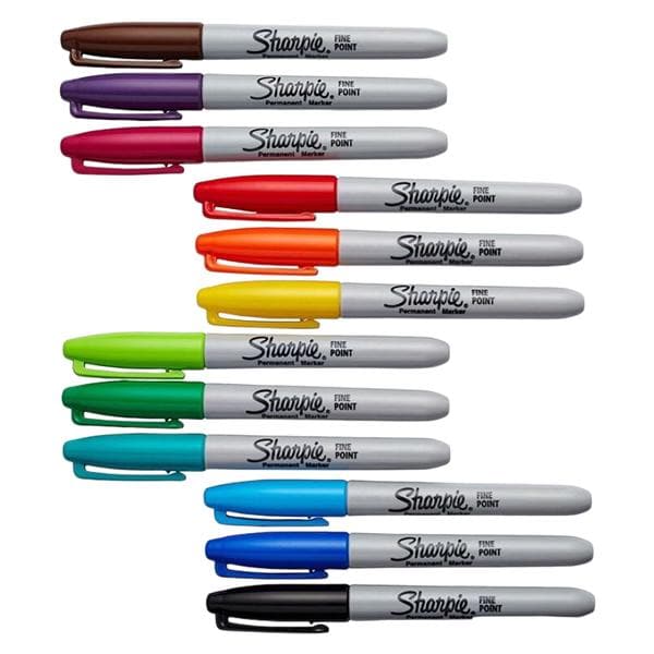 Sharpie Perm Fine-Point Markers Asst Clr 12/Pk 12/St