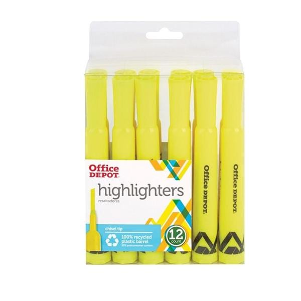 Chisel-Tip Highlighter Fluorescent Yellow 12/Pk