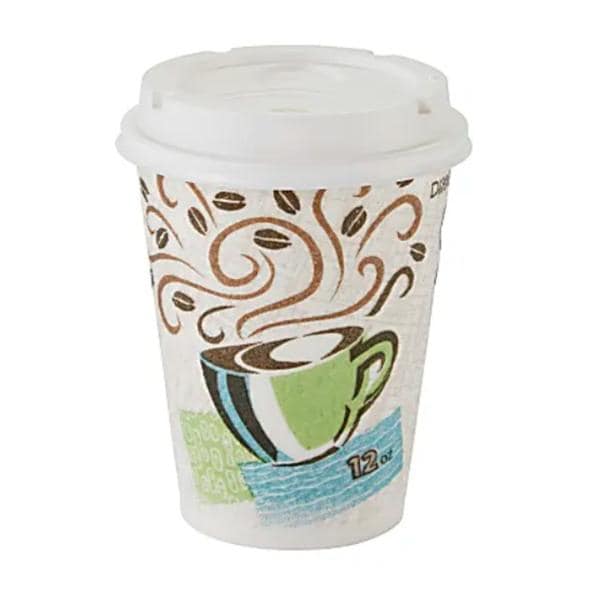 Dixie PerfecTouch Hot Cups And Lids 12 Oz White 100/Pk