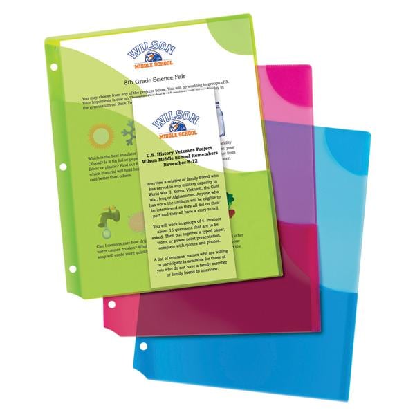 Avery® Crnr Lock™ 3-Pocket Binder Pockets 20 Sht Cpcty Asst Col 3/Pk