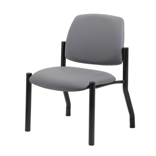 Mid-Back Armless Guest Chair 4 Tubular Steel Legs Gray Antimicrobial Vinyl Ea