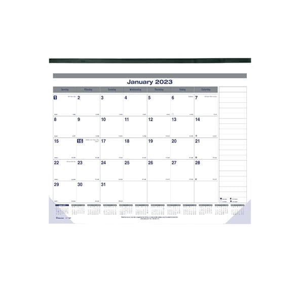 Blueline Monthly Dsk Pad Calendar, 22x17"/50% Recycled/Blu/Wht/Jan-Dec 2023 Ea