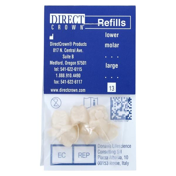 DirectCrown Crowns Size AC13 Lower Molar Replacement Crowns 8/Bx