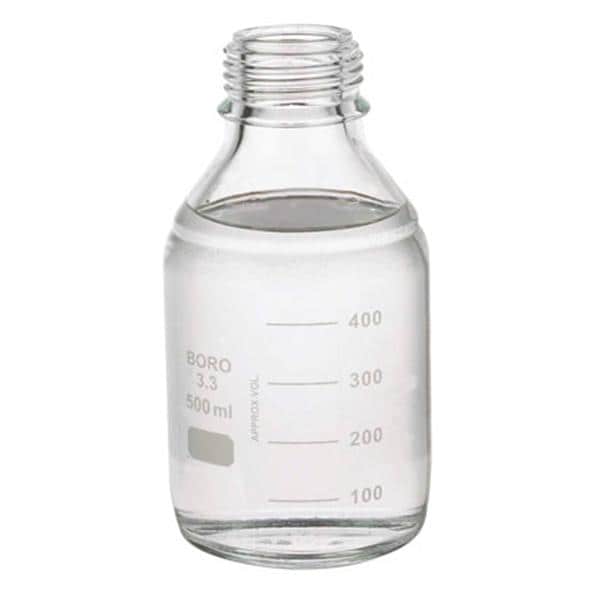 Lab 45 Media Bottle Borosilicate Glass Clear 500mL 12/Pk